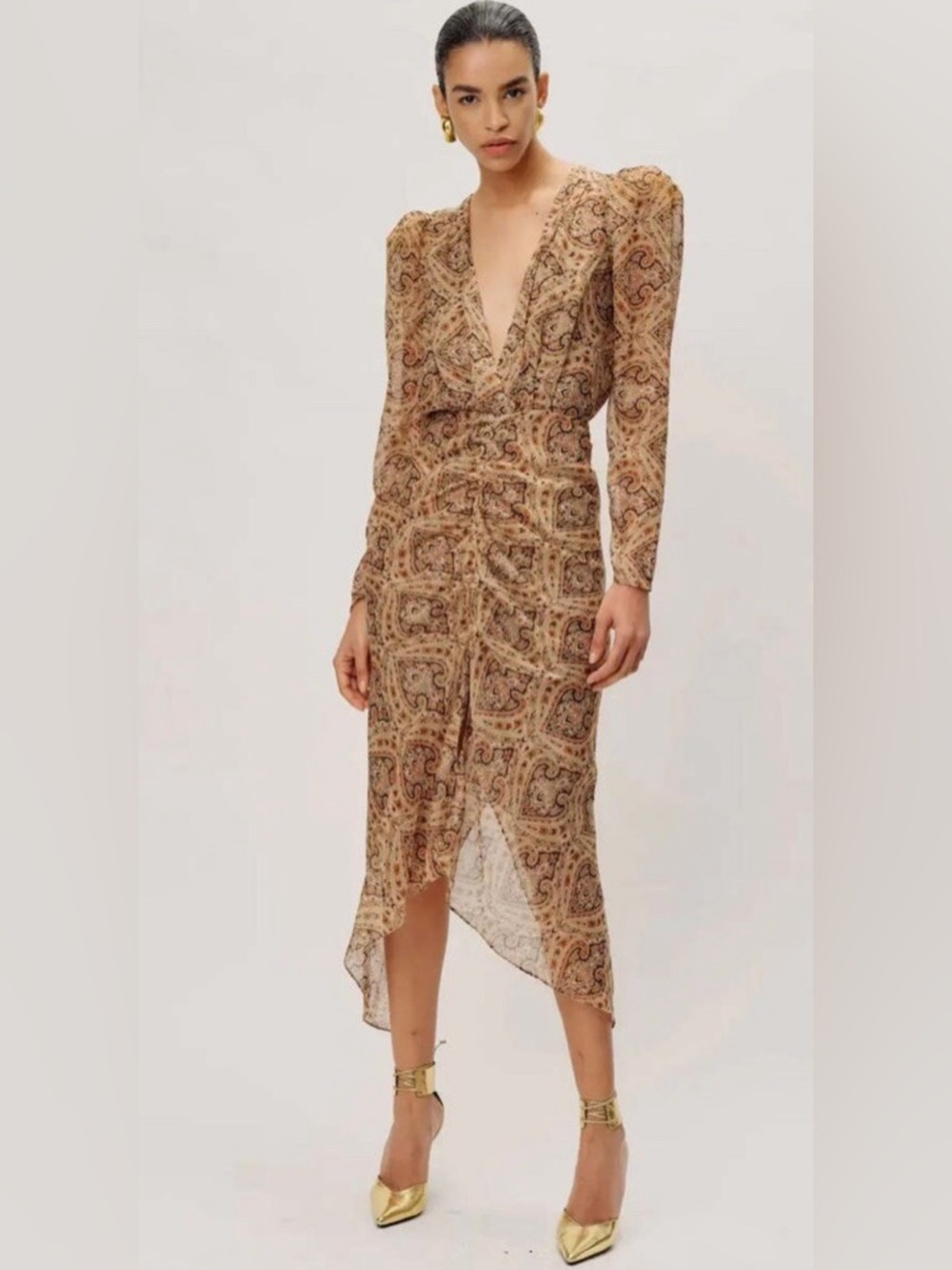 NWT RONNY KOBO 100% Silk Astrid Paisley Midi Dress Sz XS - Picture 6 of 9
